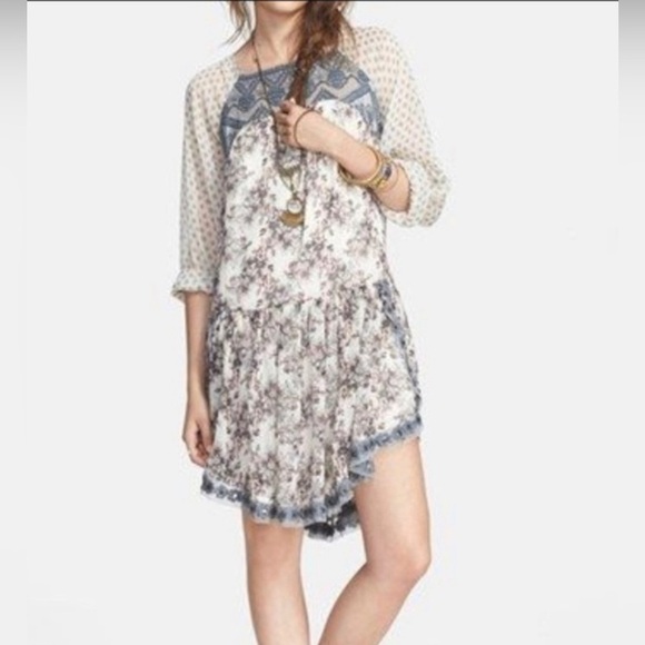 Free people Elsie Sheer Lace Boho Dress in Magnolia Combo in XS - Picture 9 of 10